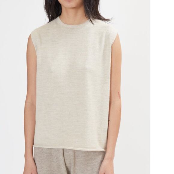 Lauren Manoogian Sleeveless Base Shell Midi Skirt Set Ecru Slub 1 / Small Alpaca - Picture 10 of 16